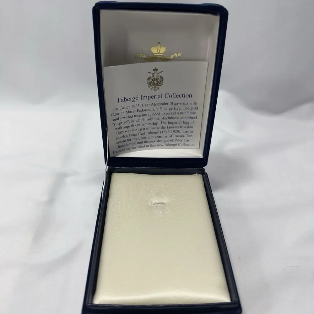 Faberge Blue Velvet  Presentation Box White Satin Lining Gold Brass Hinges